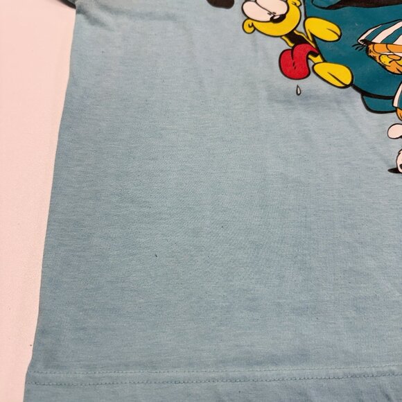Vintage Garfield Cartoon T Shirt Adult Large 21x24.5 Blue Gimme Coffee - Picture 8 of 14